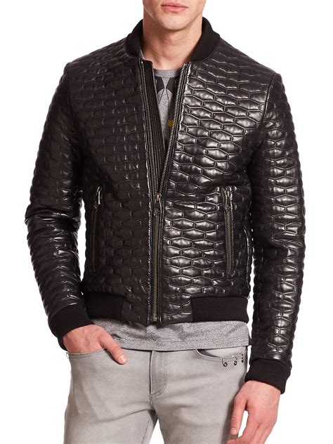 lederjacke herren versace|versace leather jacket.